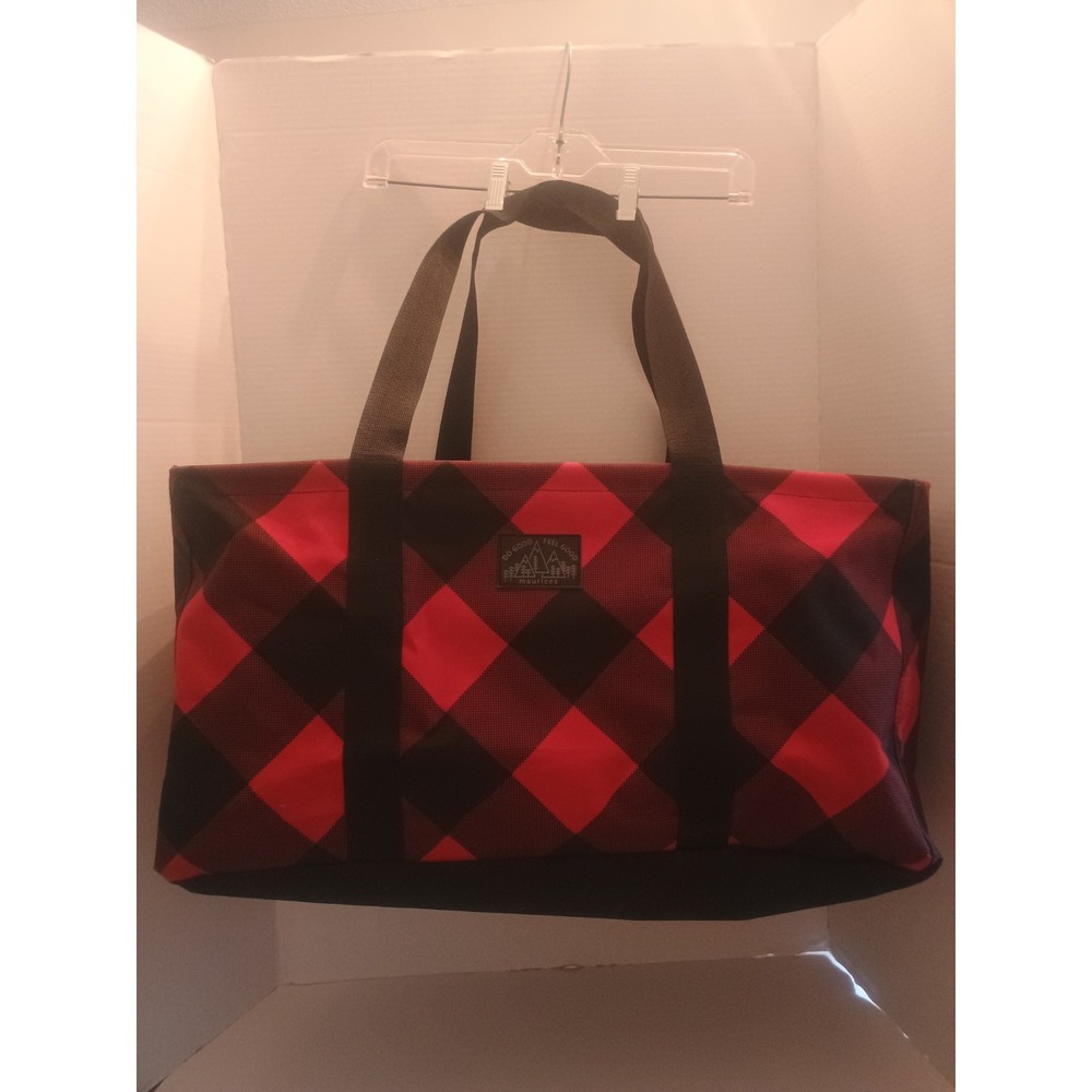 Maurice's Buffalo Plaid Black & Red Overnight Tote Bag Hand Bag NEW (d)